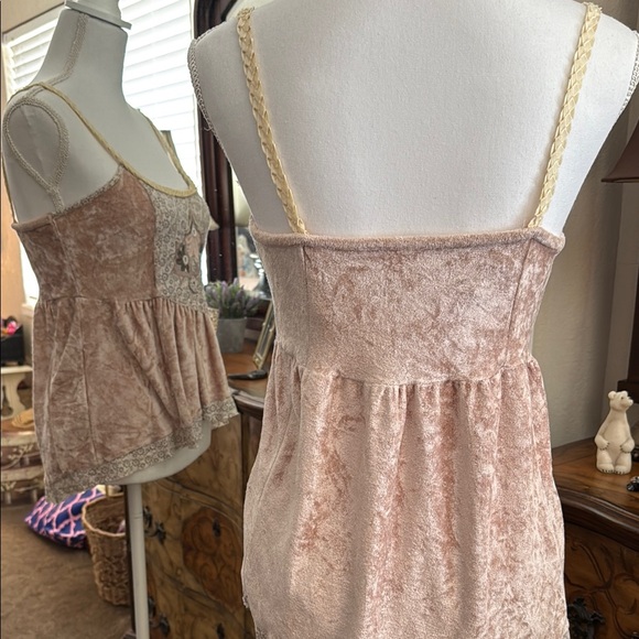 Free People Embellished Peplum Camisole in Cream and Pink - Picture 5 of 12